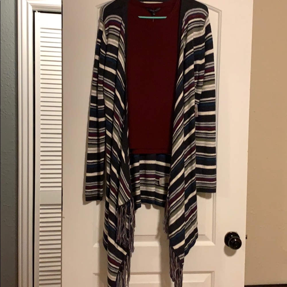 Aventurine cardigan, fringe detail, size large